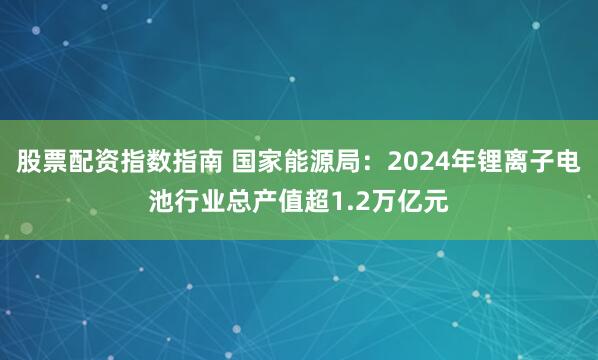 股票配资指数指南 国家能源局：2024年锂离子电池行业总产值超1.2万亿元
